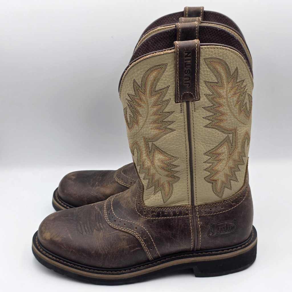 Justin Men's Se4660 Brown Round Toe Electrical Cowboy Western Boots - Size 8.5d